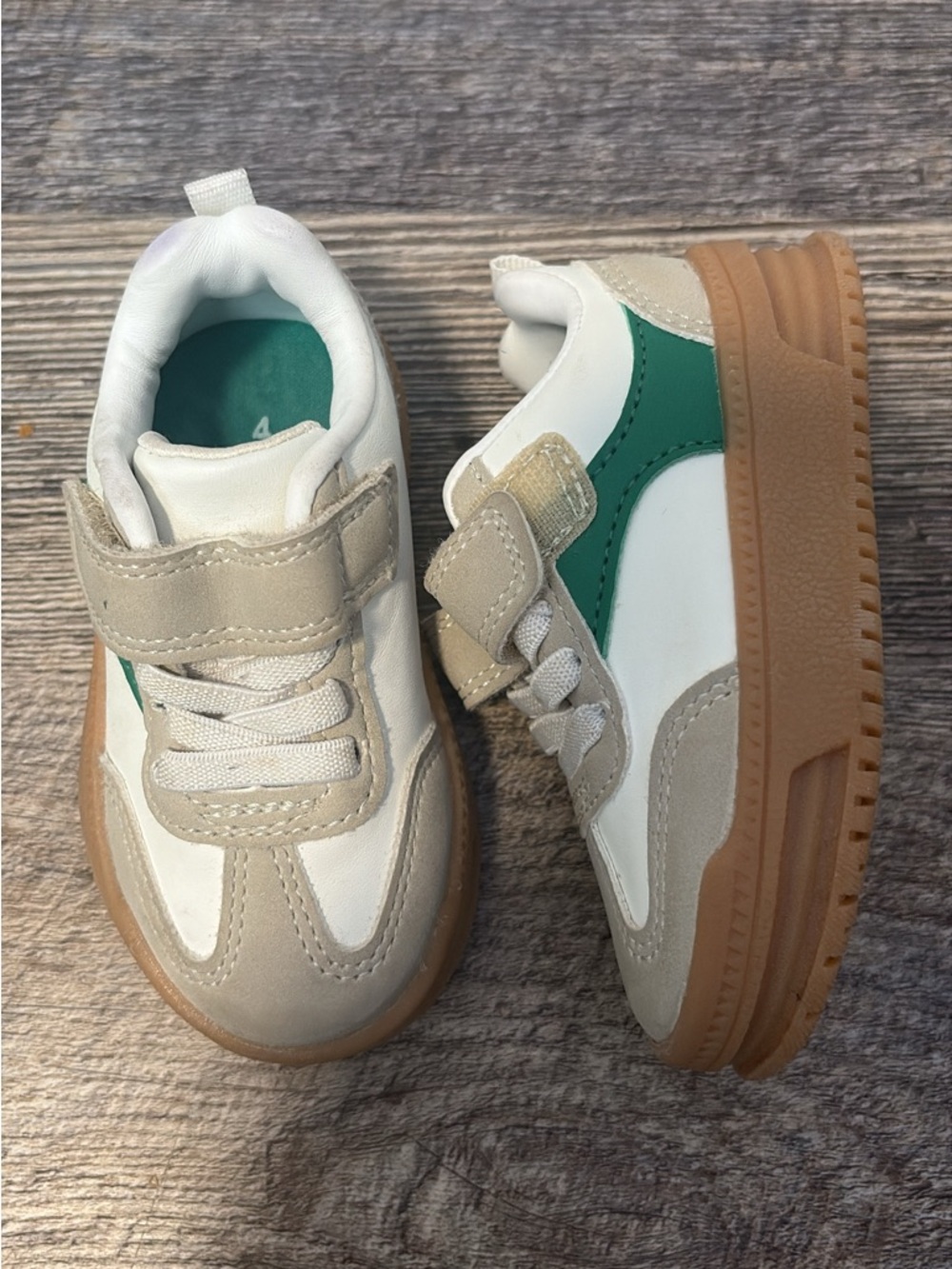 Carter's White Beige & Green Toddler Sneakers